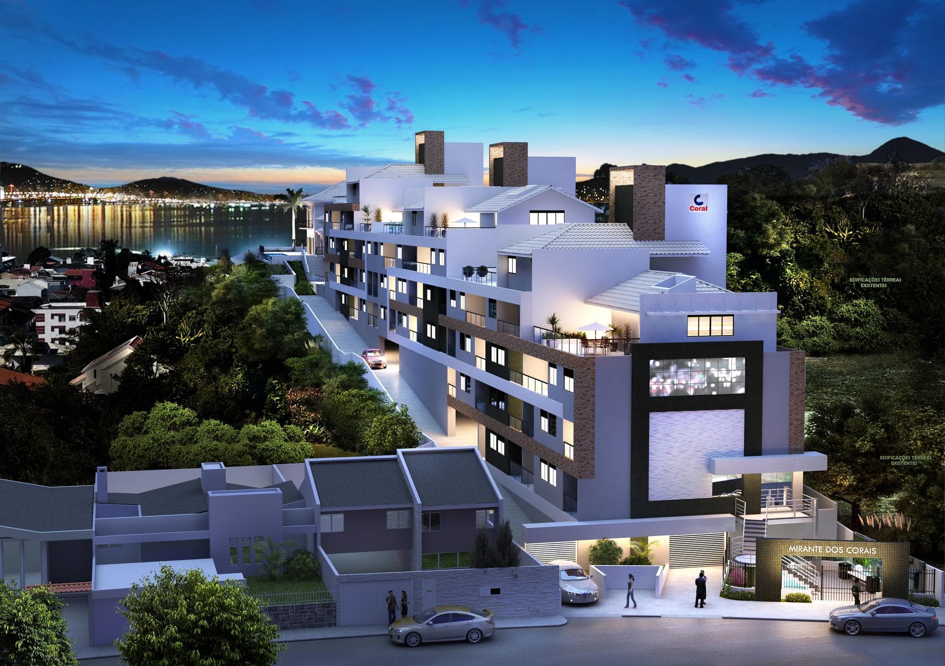 Vista aérea do Mirante dos Corais com a Baía Sul ao fundo